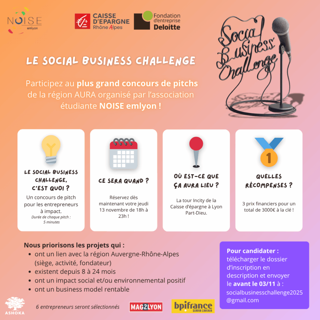 Social business challenge - concours de pitch pour les entrepreneurs à impact social et/ou environnemental